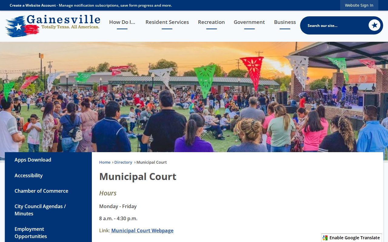Cooke County city court warrant records, Gainesville municipal court contact