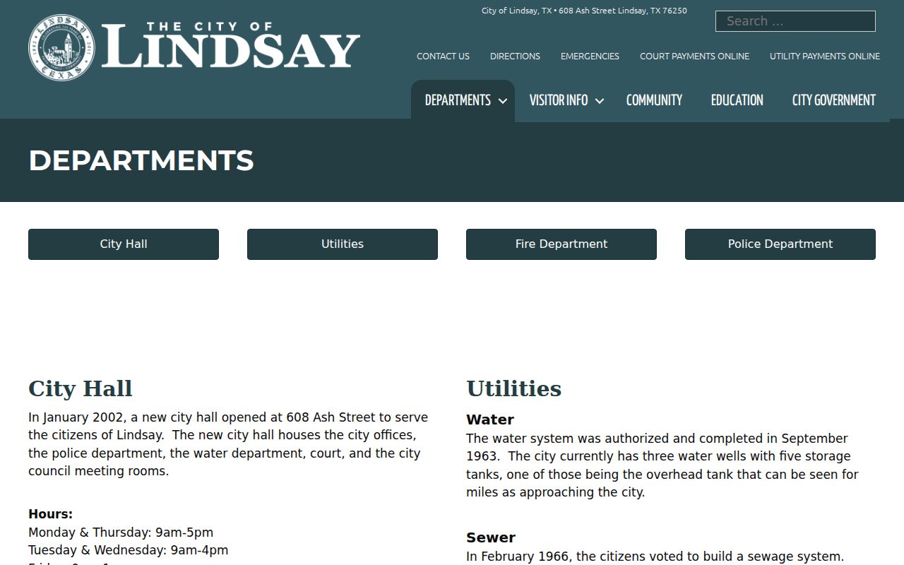 Cooke County Lindsay warrant records, shared City Hall and court building page