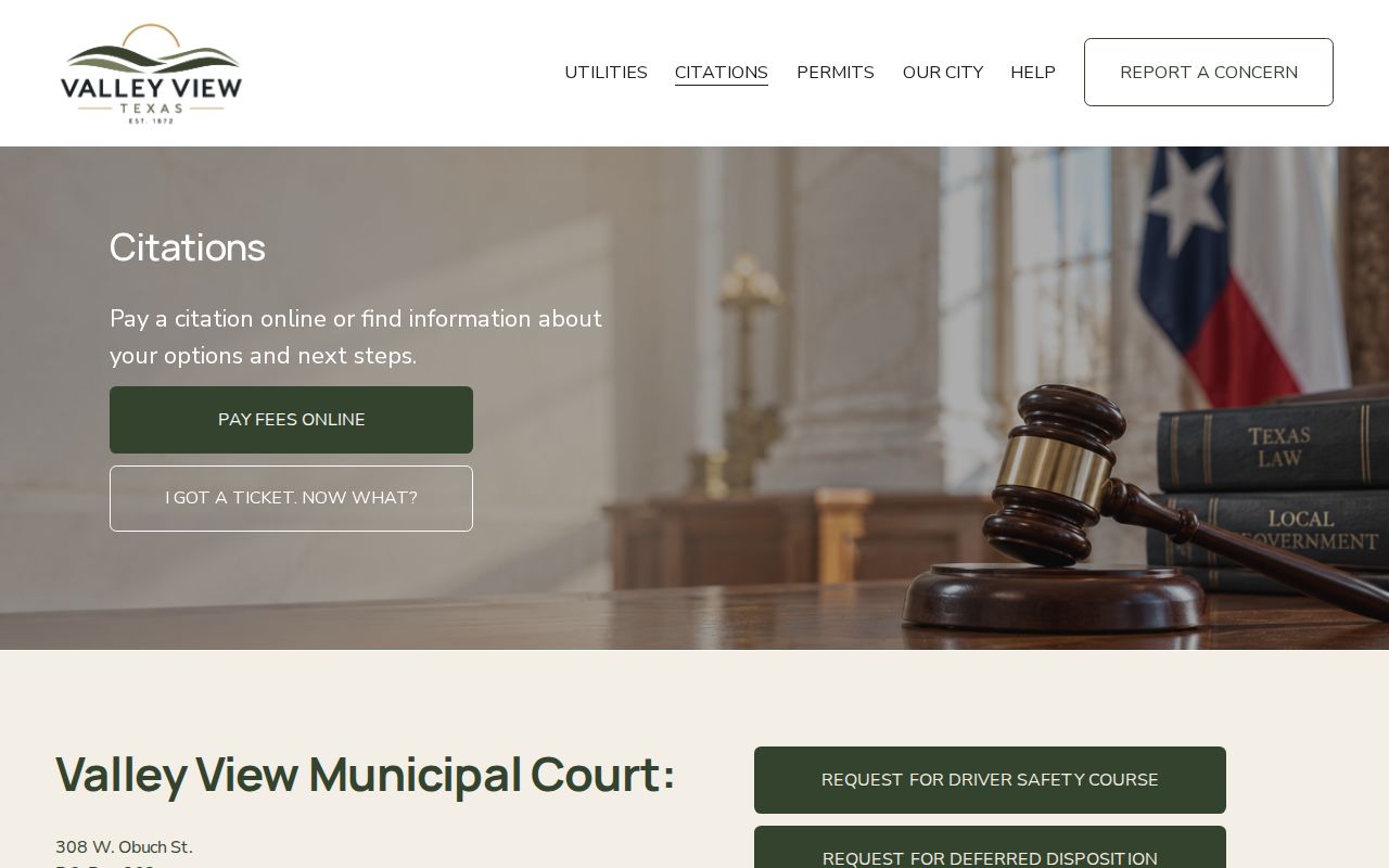 Cooke County Valley View warrant records, municipal citation and payment choices